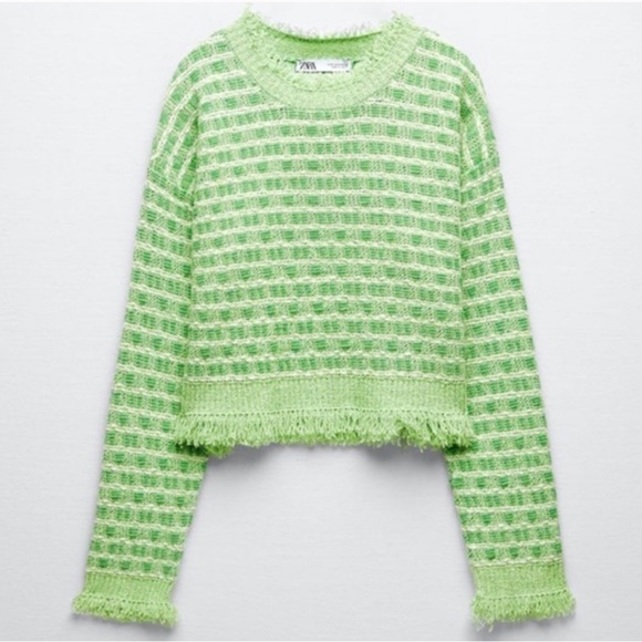 Zara Frayed Knit Tweed Sweater - Picture 2 of 6